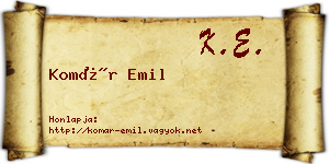 Komár Emil névjegykártya